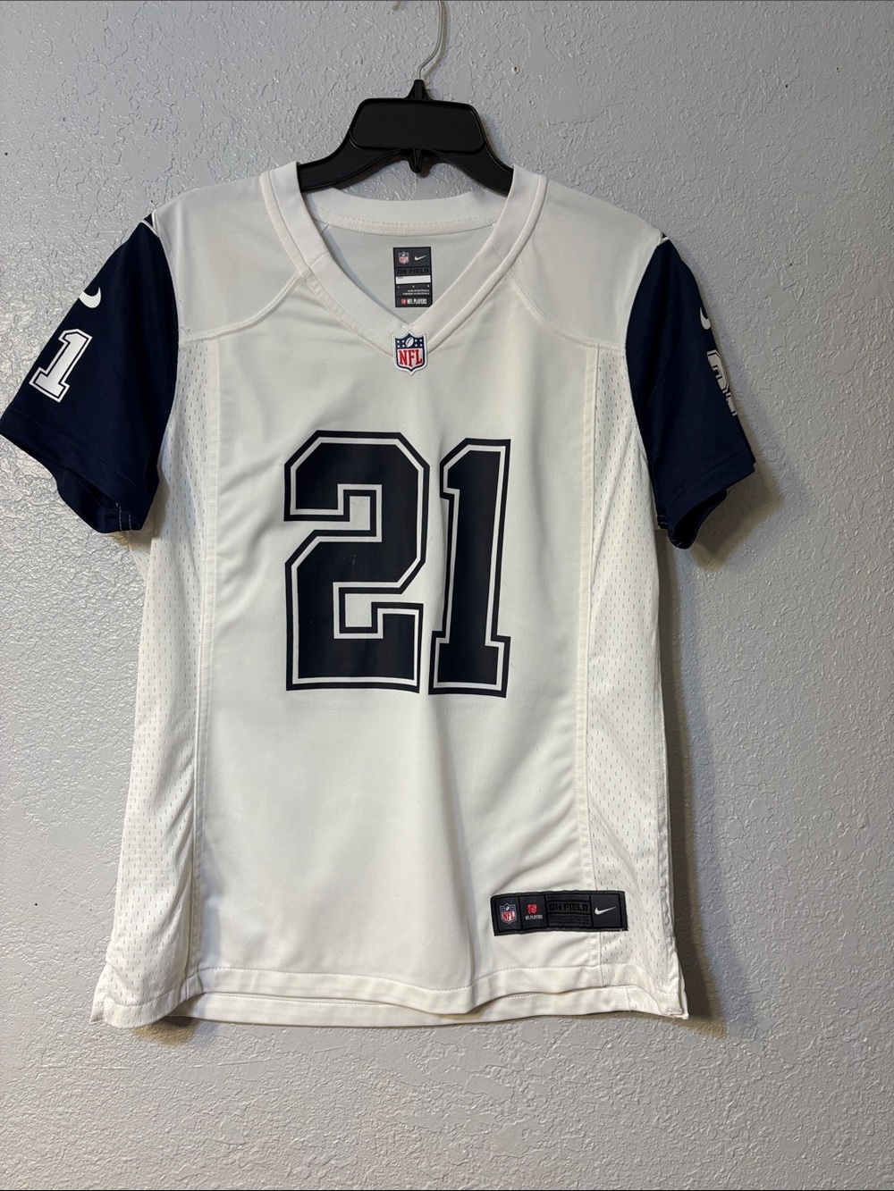 Nike White & Navy #21 Football Jersey